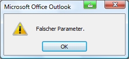 Fehlertext Falscher Parameter